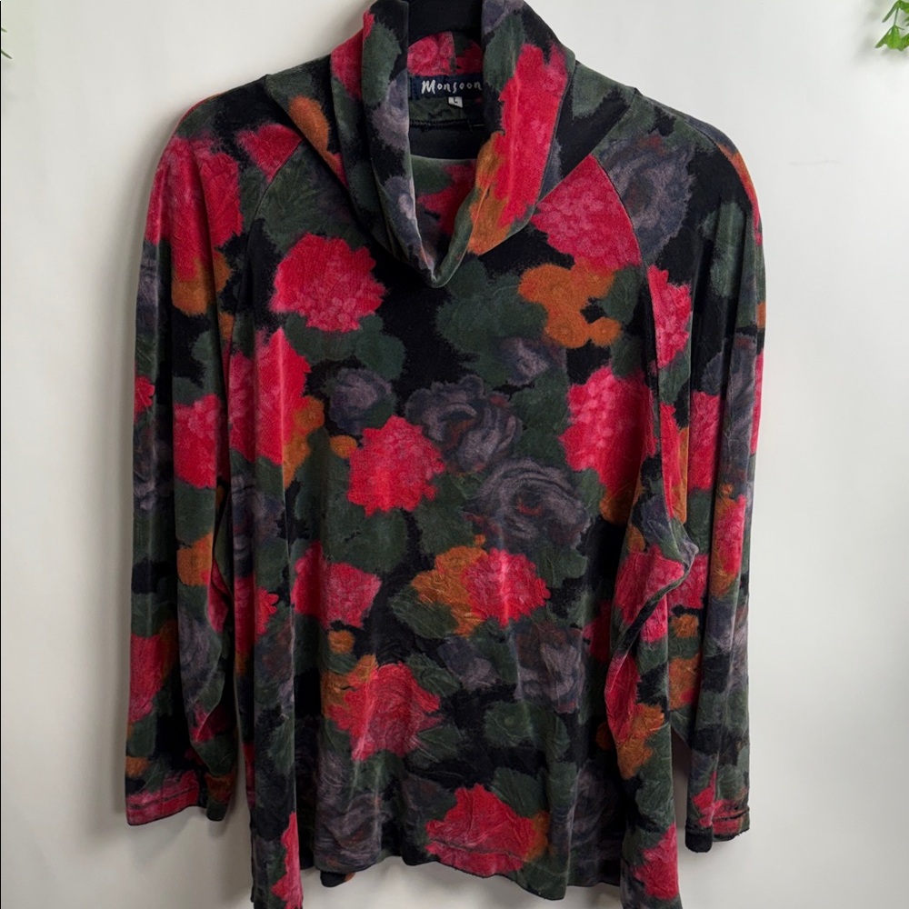 Monsoon Red and Green Floral Top